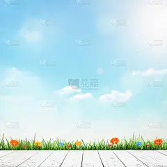白色木质桌面与春天或夏季背景展示或蒙太奇产品