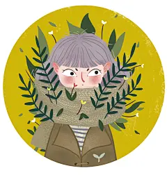 儿插 儿童插画 女孩 花 植物 头像 恩恩呀丶