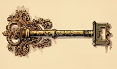 在钥匙旁边放一块金属的图画