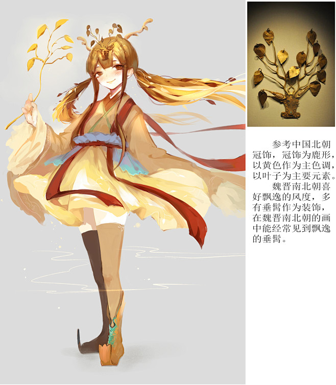 文物图源百度搜索，北朝冠饰，鹿形，鹿角为...