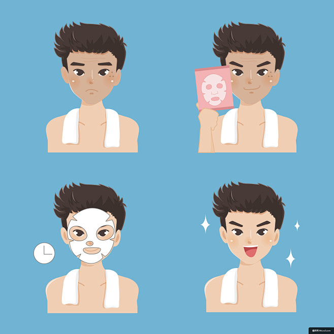 男生护肤插图 男士护肤 男孩护肤 护肤常...