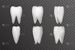 旋转牙齿动画帧逼真的3d口腔牙科海报设计图标模板透明背景模拟矢量插图