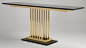 Milan console table in a polished gold finish with granite top and plinth: 
