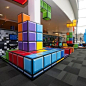 Games Lounge - National Media Museum in Bradford. Tetris style decor, awesome retro interior design.: