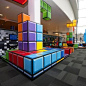 Games Lounge - National Media Museum in Bradford. Tetris style decor, awesome retro interior design.: 