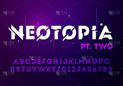 矢量插图抽象技术字体与技术效果。数字空间字母概念。排版在未来极简主义显示风格。_5156950409