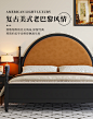 复古法式床黑色1.5M1.8M双人床现代简约美式实木床软包轻奢巴黎床-淘宝网