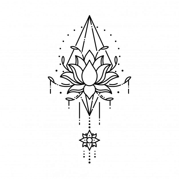 几何纹身花纹图案莲花矢量图