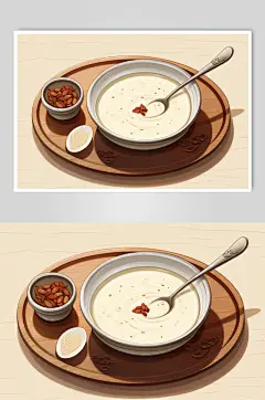 AI数字艺术传统节日腊八粥手绘美食插画