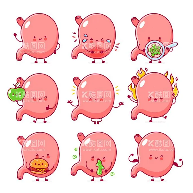 卡通胃 - 源文件下载【酷图网】胃,胃插画,卡通胃,漫画胃,可爱胃,胃表情-花瓣网