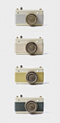 Toy cameras made of Guatambu, Incense wood and leather