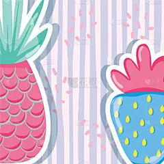 菠萝,淡雅,夏天,可爱的,华丽的,清新,时尚,自然,图像,复古