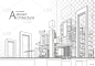 抽象建筑建筑线条图。