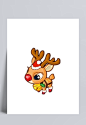 卡通大脑袋麋鹿|麋鹿,铃铛,圣诞节,圣诞帽,圣诞节,节日元素