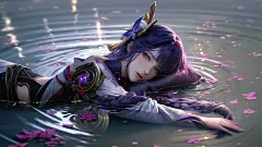 原神雷电将军 水 花瓣 电脑壁纸