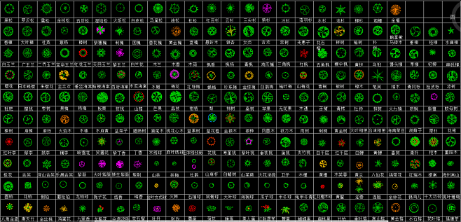 数百种cad平面树图例，CAD平面植物素...
