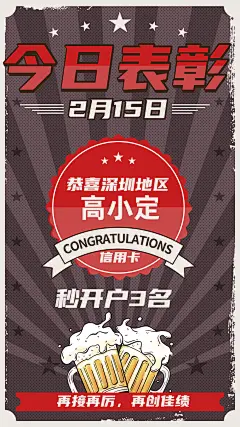 金融保险今日表彰信用卡开户喜报手机海报