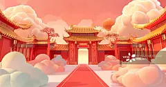 【AI数字艺术】中国古代建筑和楼宇小场景建模插画图片素材