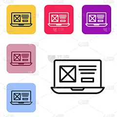 Black line UI or UX design icon isolated on white 
