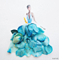 马来西亚艺术家把鲜花当作裙子结合水彩绘制的作品 by：Lim Zhi Wei