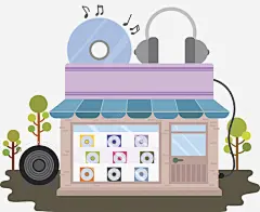 扁平风音乐商店图高清素材 设计图片 页面网页 平面电商 创意素材 png素材