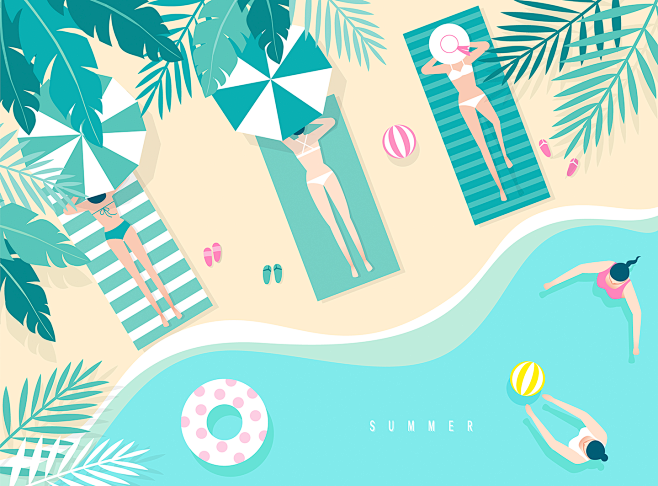 夏季旅行插图插画