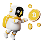 Astronaut Spaceman with Bitcoin 3D Illustration
