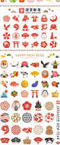 726日式和风传统新年吉祥图标手账png新年海报邀请卡设计矢量素材-淘宝网