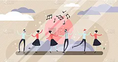 Dance vector illustration. Flat tiny motion entert