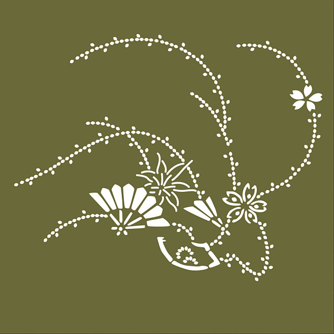 日式和风仙鹤底纹花纹中式复古植物花草背景...