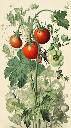 学术风植物花卉植物插图数字作品AI作品数字插画