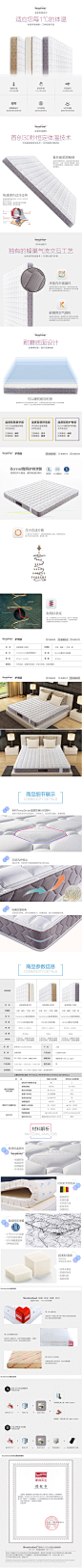 英国斯林百兰床垫 恒温天然乳胶床垫护脊弹簧床垫席梦思tempsmart-tmall.com天猫