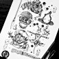 A4/ GHIBLI FLASHSHEET - Art Print - Studio Ghibli - Design Hayao Miyazaki - Dotwork Line drawing - Dark Art - Disney Blackwork  Available on our Etsy for £15.00GBP // dotoutline.etsy.com