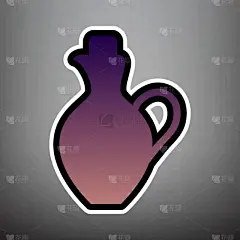 双耳罐,山,标志,非洲堇,直的,简单,古董,广口瓶,复古,剪影