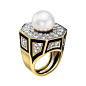 state David Webb South Sea Pearl, Diamond & Black Enamel Dress Ring – Betteridge