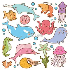海底萌物，不信你不喜欢 #手绘,漫画,简笔卡通画#
via:桃子部落 ​​​​