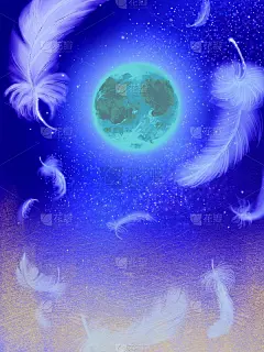 蓝色的月亮和星空的墙纸