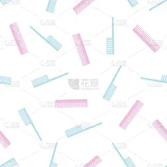 无缝模式与卡通头发梳，矢量插图
