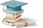 books, graduation hat and diploma scroll Illustration in PNG, SVG