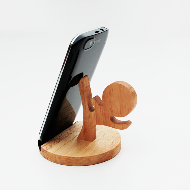 手机配件木质手机架木质手机座创意手机架实...