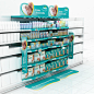 Shelf Display visualisation 3D clen bright green Interior shop Pampers children p&G