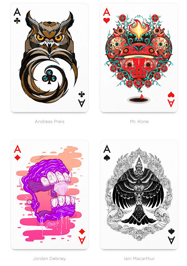 一套集合全球顶尖插画设计师作品的扑克牌-...