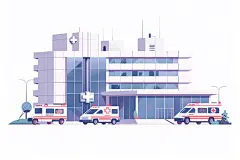 医院建筑手绘绘画