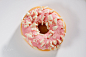 Donut on white background with top view