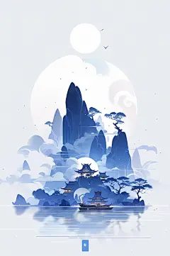 数字艺术中国风传统中秋节插画海报背景-众图网