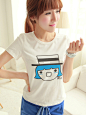 2014韩版女夏装新款可爱印花创意短袖圆领纯棉直筒上衣T恤包邮-淘宝网