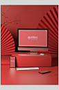 扇子红色中国风品牌VI套装包装样机-众图网