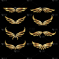 翅膀,模板,黄金,矢量,华丽的,运动,自由,华贵,复古风格,现代