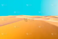 真实的沙漠景观，蓝天和阳光。美丽和沙丘。Africa.3d呈现。