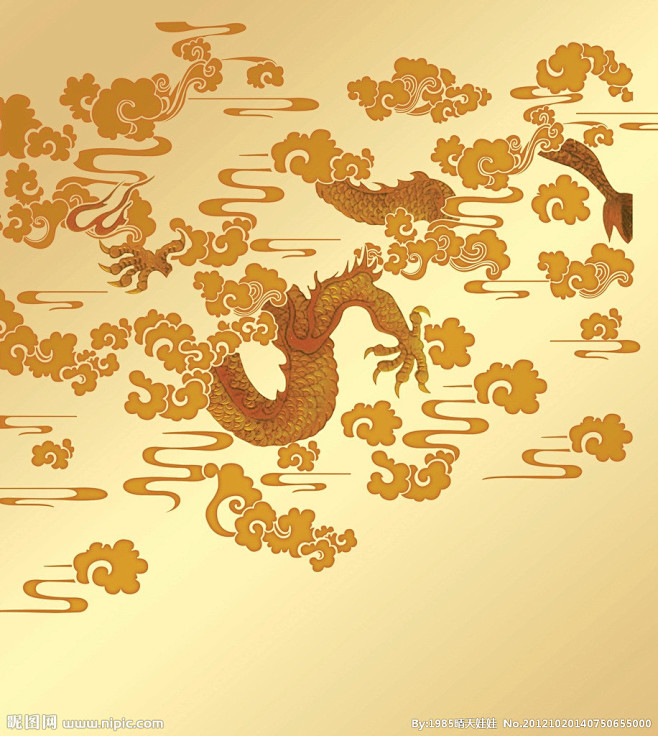 彩龙彩色龙龙云彩龙图腾底纹古代分层素材